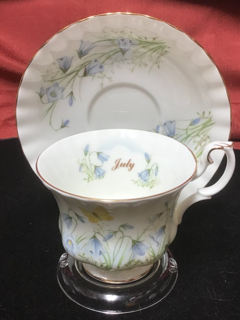 Vintage Royal Albert Cup & Saucer JULY Harebell Wild Flower of the Month Series